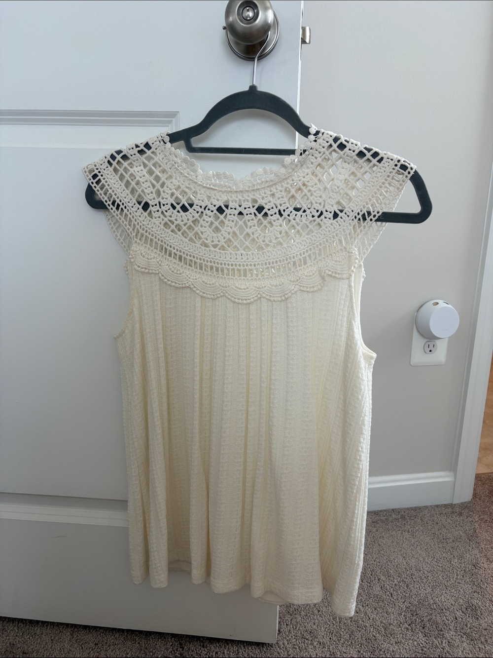 Anthropologie Crochet Sleeveless Top - Cream